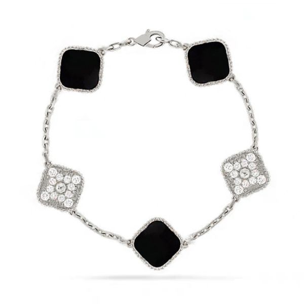 

luxury brand laser clover bracelet van clover charm bracelet actual malachite onyx 18k gold plated never fade tennis bracelet with official, Golden;silver