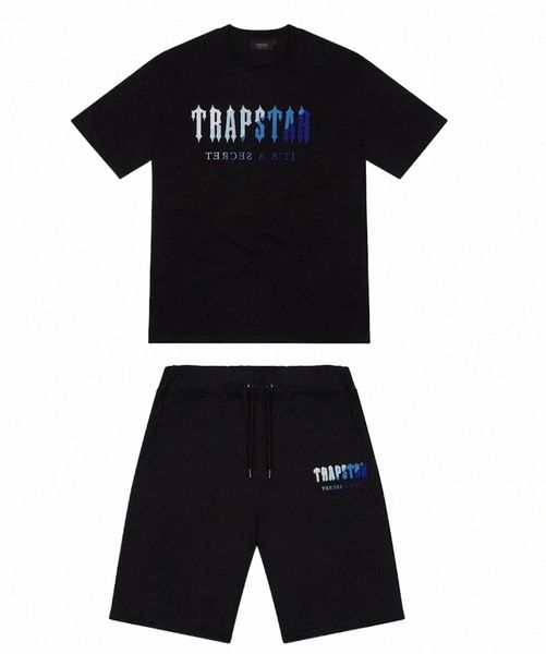 

mens trapstar t shirt short sleeve print outfit chenille tracksuit black cotton london streetwear s-2xl h81o#, Gray