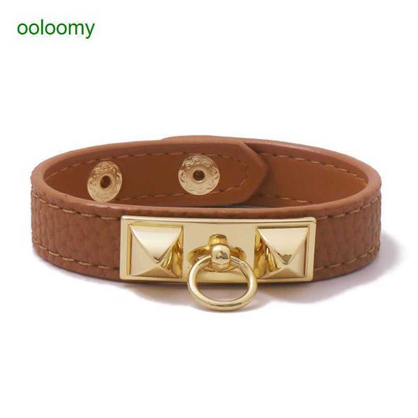 

hemres designer bracelet leather bracelet single loop pu leather personalized punk square bead rivet fashion couple ve3o, Black