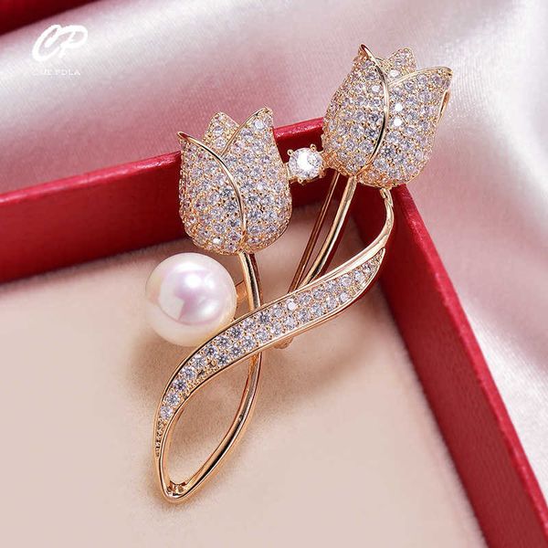 

pins brooches brooch rhinestone tulip flower brooch anti-glare suit brooch collar pin jewelry w0426, Gray