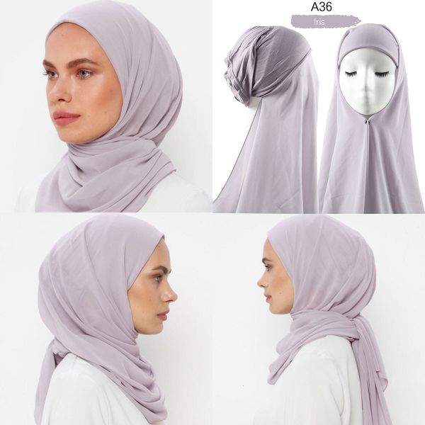 

hijabs women muslim instant chiffon hijab with cap underscarf bonnet hijabs scarf islam headscarf headwrap turbante 230426, Blue;gray