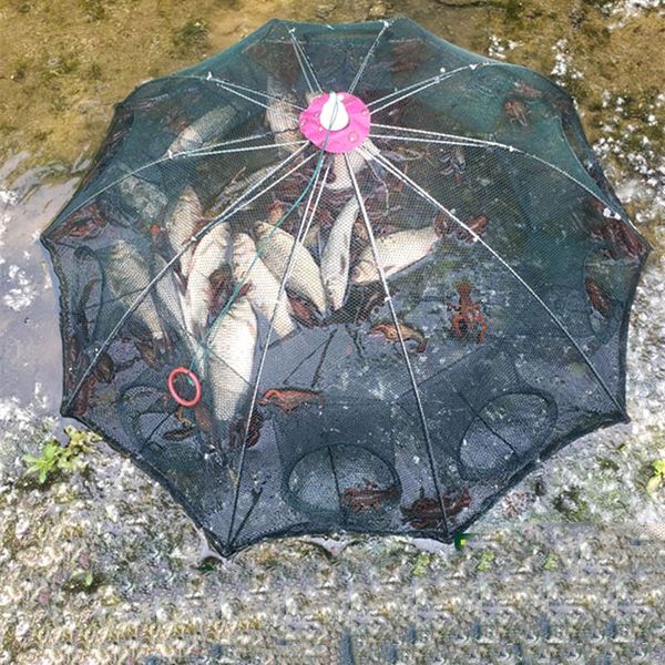

fishing accessories 8101620 strengthened 420 holes automatic net shrimp cage nylon foldable crab fish trap cast folding 230426