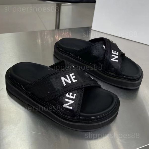 

chunky slide sandals dad sandals designer slide sandle bulky outdoor sandal calfskin sandles block heel platform leo scratches tappi slides, Black