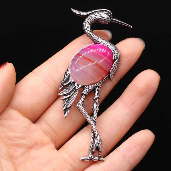 

pins brooches natural stone brooches lapis lazuli crane pin pendants for women weddings banquet party brooches pins gifts size 30x80mm w0426, Gray