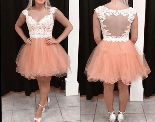 

2023 short prom dresses lace applique beaded sleeveless tulle above knee length custom made evening gown formal occasion wear vestidos plus, Black