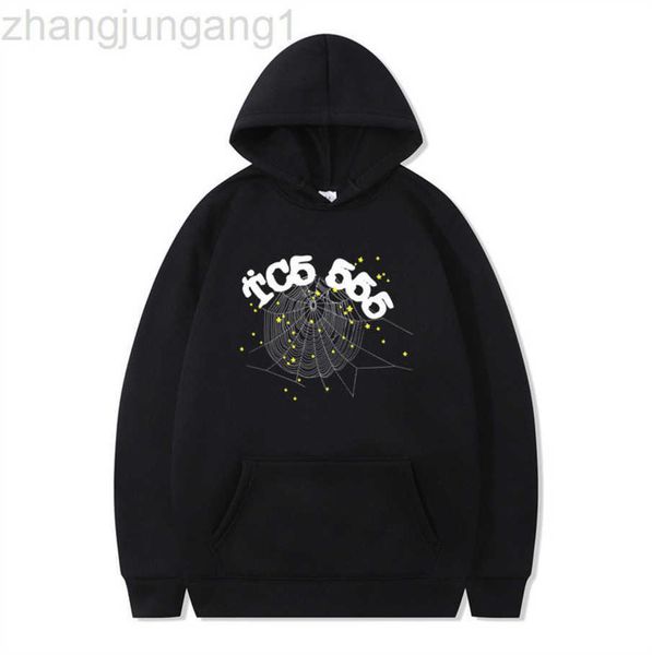 

designer sp5der 555 spider fashion creativit angel number hoodie men women spider web pattern sweatshirt loose clothing black 23ssa