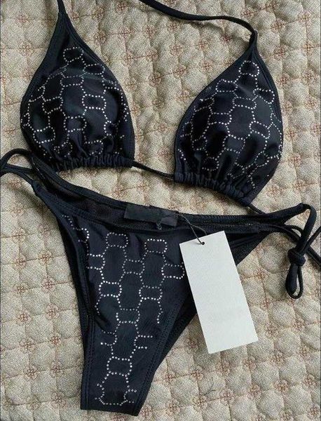 

designer bikini 2023 summer fashion designer womens swimwear swimwears highend swimsuit comfortable diamondencrusted womens bikini luxur, Black