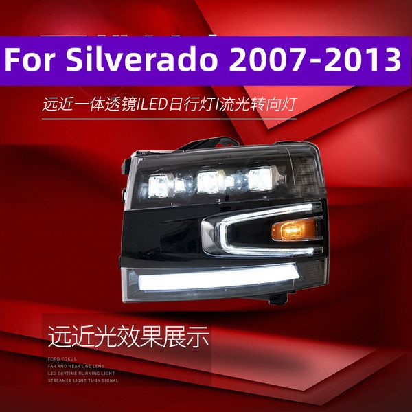 

headlights assembly for silverado 2007-2013 all led signal headlight lens drl dual beam lens running lights