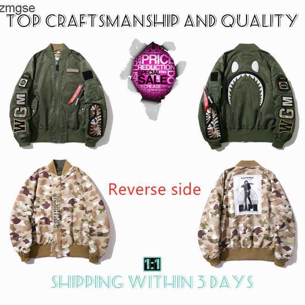 

craftsmanship mens jackets shark mens star spots designers coat varsity co-branding stylist storm ghosts military style camouflage jacket ba, Black;brown