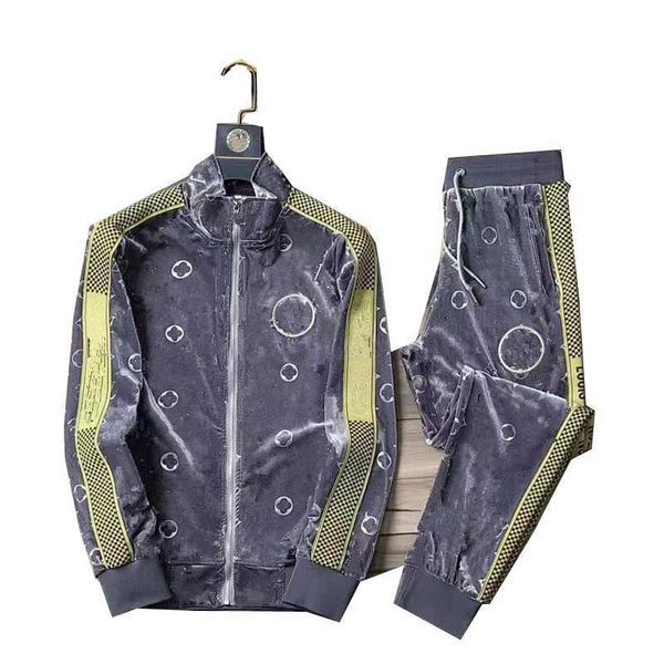 

23aaa mens tracksuits sportswear winter jackets with tracksuit long sleeve casual jogger pants suit clothing 2-piece set asian size sweatshi, Gray