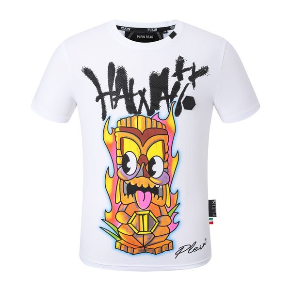 

plein bear t shirt mens designer tshirts brand clothing rhinestone pp skulls men t-shirt round neck ss hawaii hip hop tshirt tees 161328, White;black