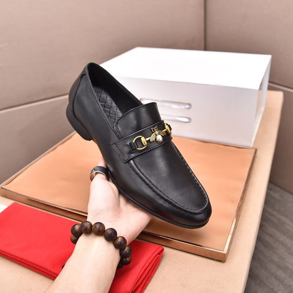 

2023 men designer dress shoes moccasins genuine leather dress shoes male brand slip on wedding office walk driving shoes size 38-44, Black