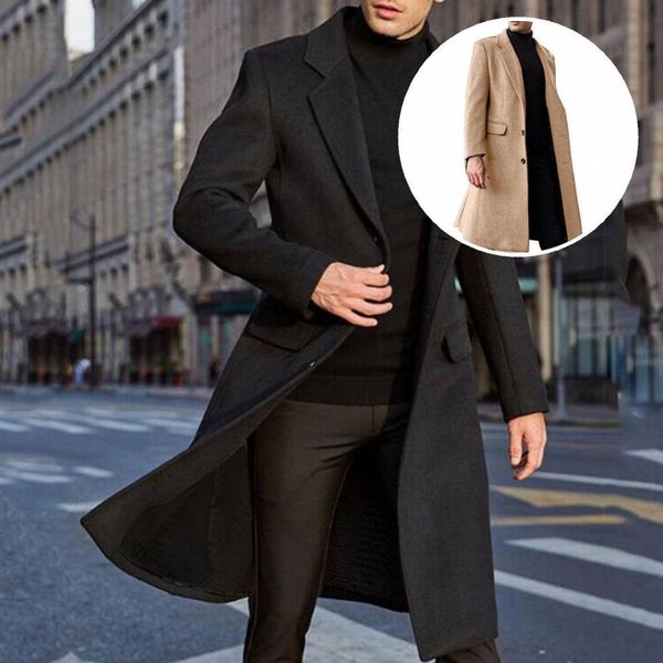 

men's trench coats jacket lapel all match for daily wear 230426, Tan;black