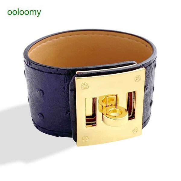 

hemres designer bracelet 56 creative and fashionable pu wide rotating metal buckle leather bracelet punk rock 8mz6, Black