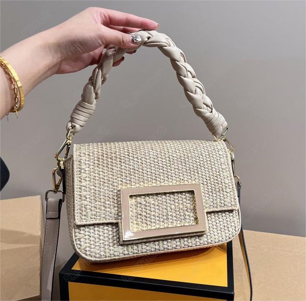 

designer bag tote superior quality women straw bag fashion luxury beach vacation woven one-shoulder messenger bags with logo