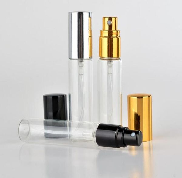 

10ml clear glass perfume spray bottle mini empty spray refillable bottle with aluminum cap dhl