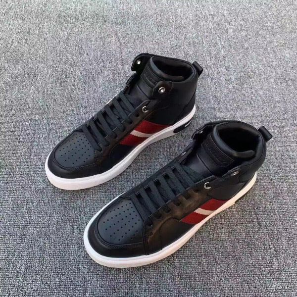 

luxury brands high myles sneakers shoes men calf leather black white casual walking lightweight rubber sole lift comfort stripe trainers eu3