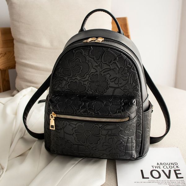 

backpack women's new trendy casual fashion pu soft leather embossed ladies small backpack