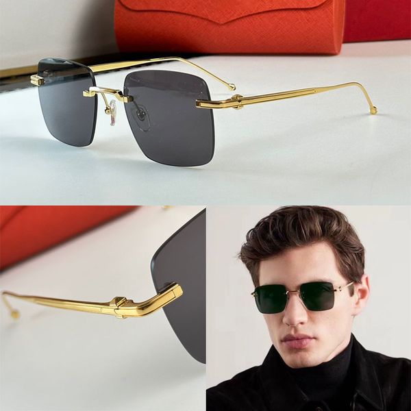 

Pasha de Carti sunglasses retro square frameless frame temple with signature gold metal legs CT0403 luxurious and stylish elegant men s and women s Gafas de sol