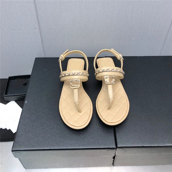 

fashion women's sandals 2023 channel luxury brand letter logo summer women's high heels men's casual student flats 09-03, Black
