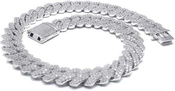 

cuban chain hip hop jewelry iced out moissanite diamond miami cuban chain s925 sliver 14mm width cuban link chain, Silver
