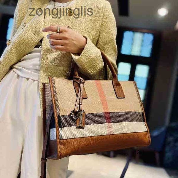 

women outlet european new tote designer burbrerys bags fashion handbags hands american leisure large capacity womens bag highend lattice lar