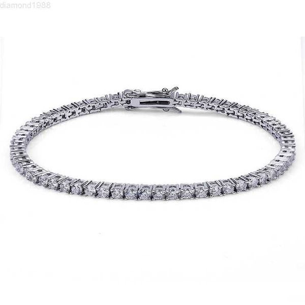 

3mm 4mm 5mm moissanite 925 sterling silver tennis chain bracelet hip hop jewelry gold silver material men bracelet iced out
