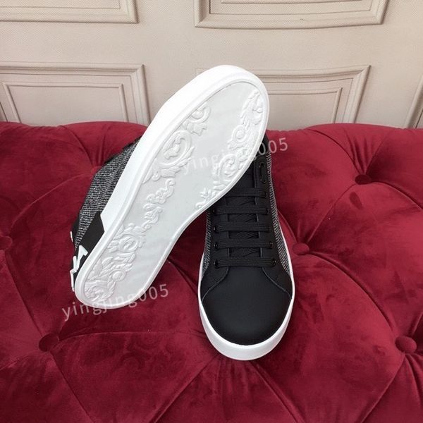 

2023new quality designer men casual shoes fashion flowers genuine leather trainers sneakers runway platform wedges round toe lace up mens lo, Black