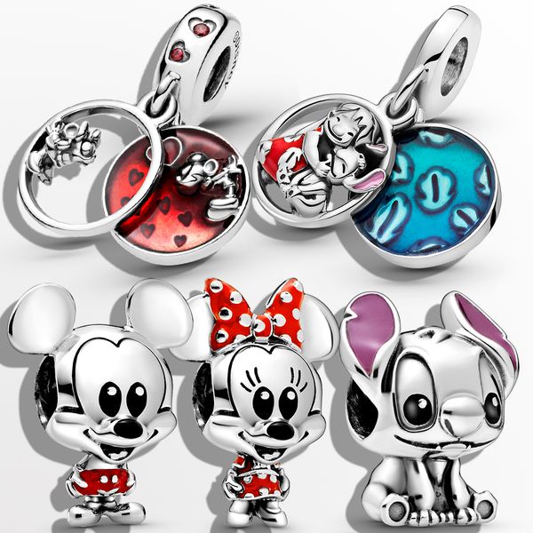 

925 sterling silver mouse charms bracelets pendant fashion dog beads diy fit pandora bracelet necklace fashion designer jewelry with box, Bronze;silver