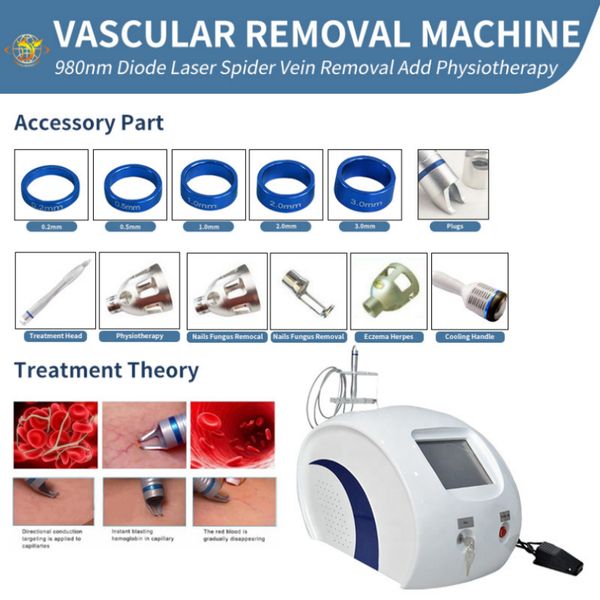 

5 in 1 diode laser vascular vein 980nm skin rejuvenation spider removal physiotherapy machines229260, Black
