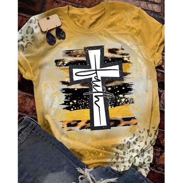 

2023 new round neck contrast letter printing short sleeve t-shirt women's a t summer fashion shirts 3d tshirt, White