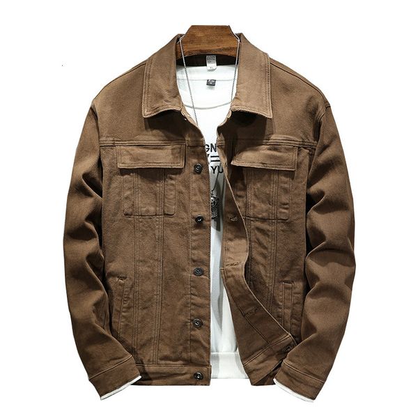 

men's jackets jaket denim coklat pria musim semi dan gugur mode gaya baru kualitas tinggi ramping elastis pakaian merek 230426, Black;brown