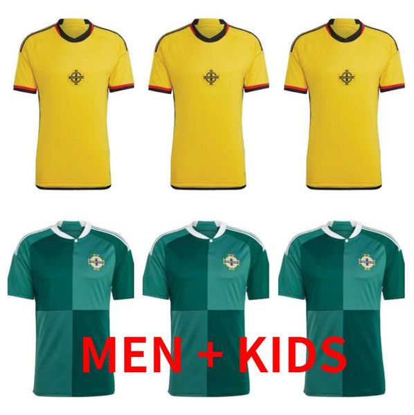 

2023 2024 northern ireland magennis thailand soccer jerseys 23 24 home blue evans lewis saville mcnair ballard man kids kits football shirt, Black;yellow