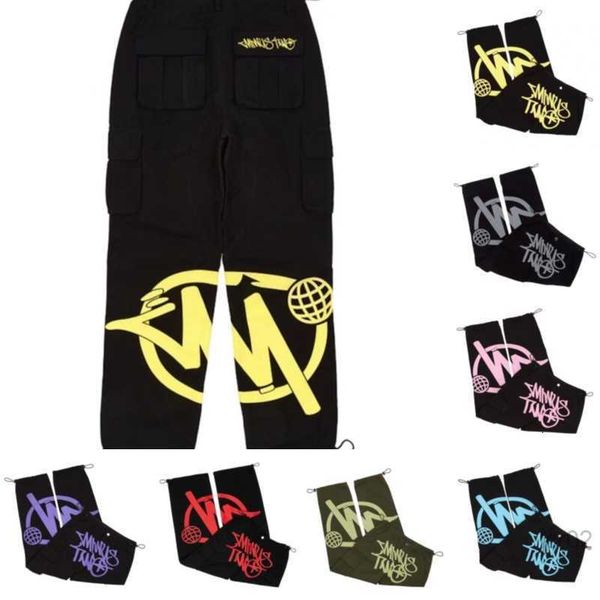 

2023 new minus two cargos usa style fashion print high street men's streetwear pants hip hop skateboard clothes minustwo omyc, Black