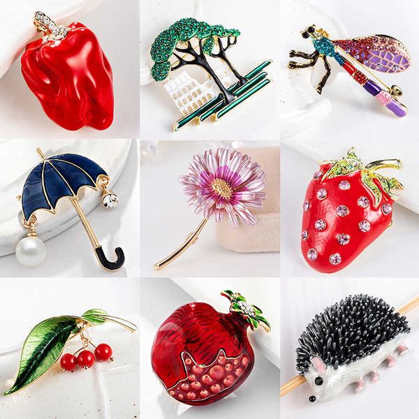 

pins brooches new fashion rhinestone enamel animal plant fruit brooch pomegranate umbrella pearl women badge scarf suit brooch jewelry gifts, Gray