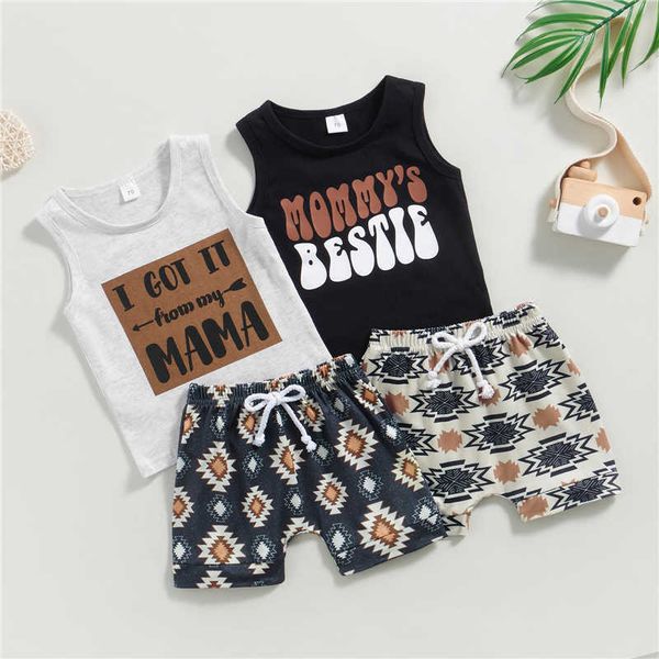 

clothing sets casual toddler infant baby boys summer outfit sets sleeveless letter print tank + graphic shorts track aa230426, White