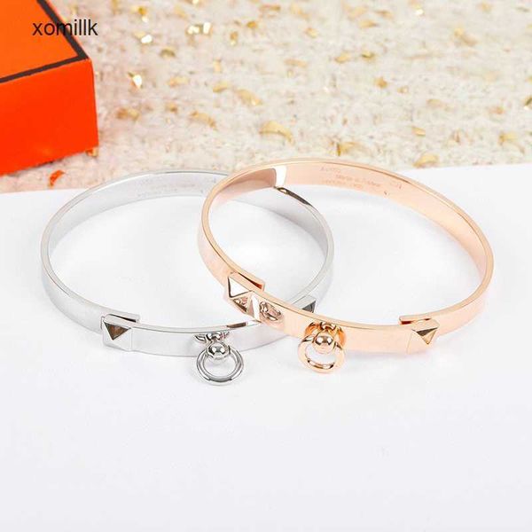 

luxury h brand pure 925 sterling silver jewelry for women lock bangle rose gold knot design wedding engagement bracelet cll, Black