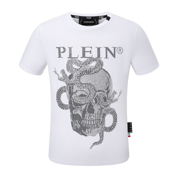 

plein bear t shirt mens designer tshirts brand clothing rhinestone pp skulls men t-shirt round neck ss skull and plein with crystals hip hop, White;black