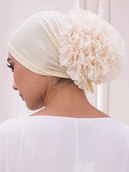 

hijabs jtvovo pure color milk silk pan flower hat muslim stretch toe cap dubai arab womens flower hat turban beanie fashion 230426, Blue;gray