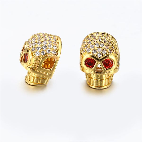 

diy gift jewelry cz micro pave skull beads charm for bracelet making, Bronze;silver