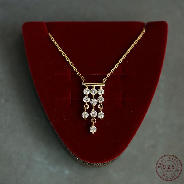 

pendant necklaces french luxury s925 sterling silver plated 14k gold necklace gorgeous vintage tassel zircon pendant necklace for women jewe