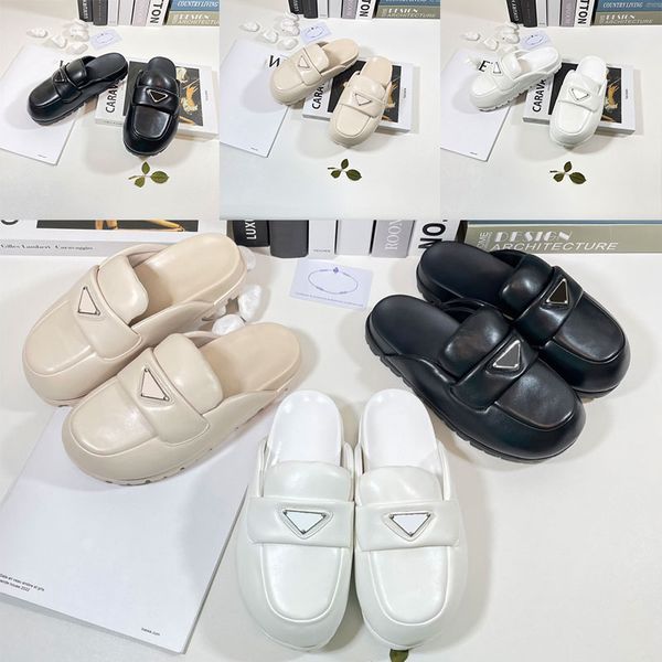 

2023 womens mule shoes soft lining leather sandals slippers mules slides triangle desert yellow women lady scuffs indoors outdoor fashions c, Black
