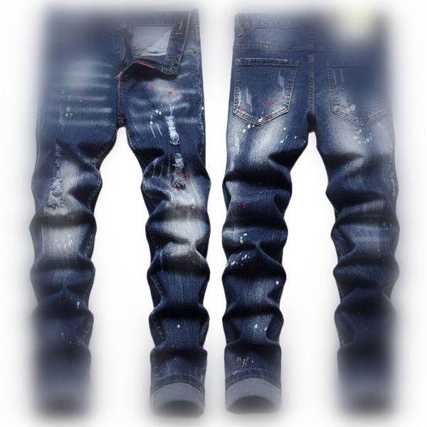 

mens jeans stree dsquare mens luxury designer denim jeans d2 men denim jeans dsquare embroidery pants fashion holes trousers mens clothing d, Blue