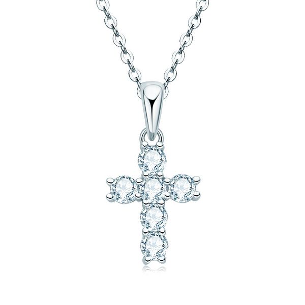 

2023 selling ins s925 sterling silver moissanite diamond necklace cross pendant necklace clavicle chain pendant