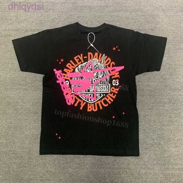 

t shirt 23ss young men pink thug sp5der 555555 mans women quality foaming printing spider web pattern tshirt fashion s35h, White;black