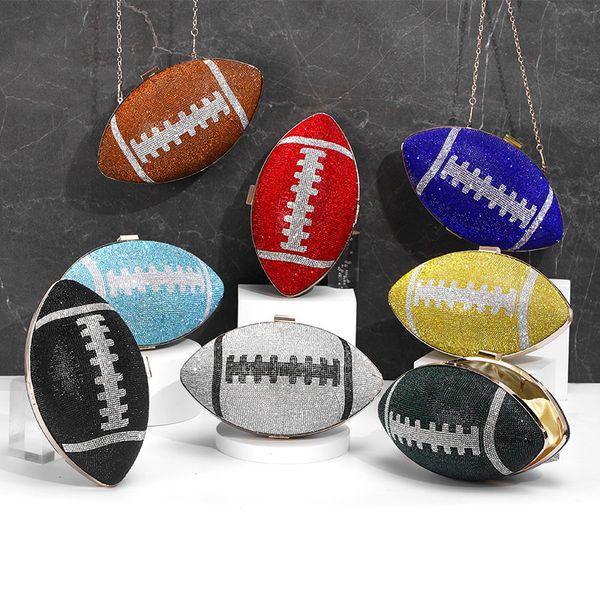 

evening bags diamond evening clutch purse bag bridal bling football shape handbag trendy fashion oneshoulder lady bags xa19h 230425