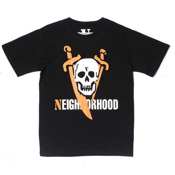 

big v fashion personality skull short sleeve summer t-shirt, White;black