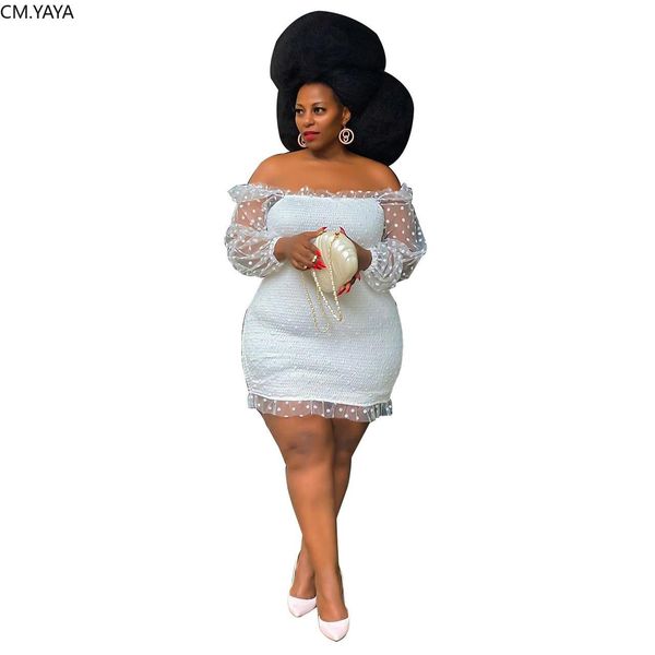 

dresses cm.yaya autumn vintage off shoulder slash neck plus size xl5xl dot lace patchwork women bodycon midi mini dress vestidos, Black