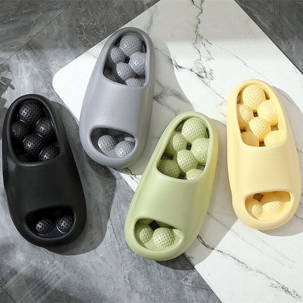 

slippers slippers women 2023 soft massage men indoor bathroom shoes thick sole cut-out couples summer slides girls platform slipper, Black