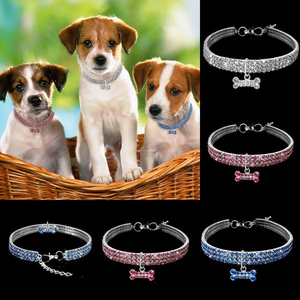 

Dog Exquisite Crystal Collar Bone Pendant Puppy Pet Shiny Full Rhinestone Necklace Collar Collars for Pet Dogs